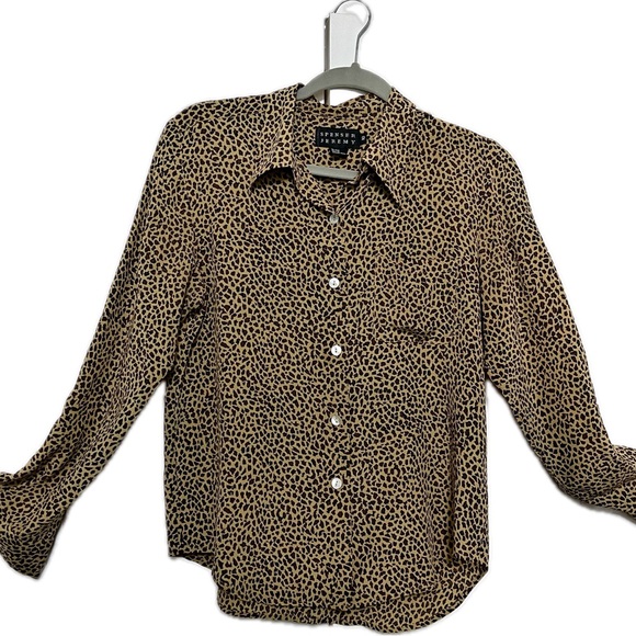 100% Silk Spencer Jeremy Vintage Leopard Print Blouse Top Size 10 - Picture 1 of 10